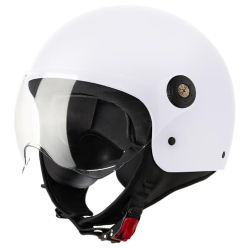 VINZ Duoro Roller Helm Jet Helm Mopedhelm Herren und Damen | in Gr. XS-XXL | Jethelm mit Visier | ECE 22.06 Zertifiziert | Motorradhelm | Weiß