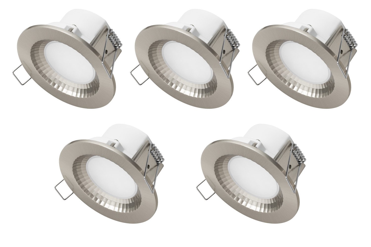 TEVEA® LED Einbaustrahler | geringe Einbautiefe | 5W 230V | IP44 auch fürs Bad (Warmweiss-5er)