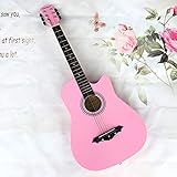 BZAHW 38-Zoll-Basswood Folk Gitarrensaiten Metallknopf Akustikgitarre Anfänger Anfänger Klavier Praxis stumm rosa (Color : Dumb Pink, Size : 38 inch)