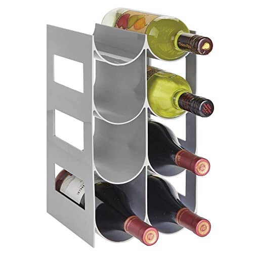 mDesign praktisches Wein- und Flaschenregal – Weinregal Kunststoff für bis zu 8 Flaschen – freistehendes Regal für Weinflaschen oder andere Getränke – grau