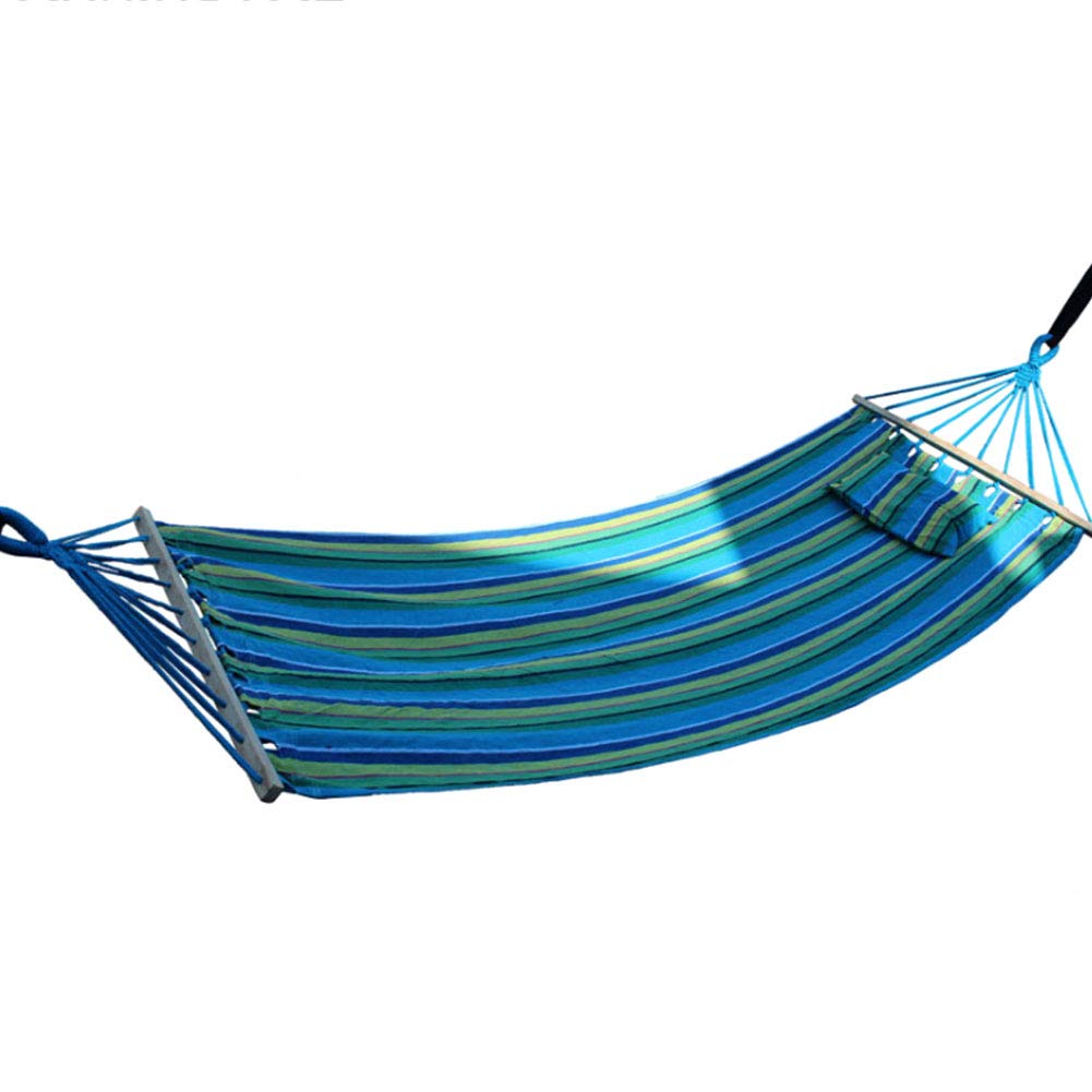 Hängematte Outdoor Stabhängematte Tragbar Atmungsaktiv mit Kissen für Outdoor Garten, 200 X 80 Cm