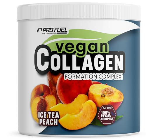 Collagen Pulver Vegan - ICE TEA PEACH - veganes Kollagen mit 10 g Collagen-Aminosäuren aus Fermentation - mit Hyaluron, Silizium aus Bambusextrakt & natürlichem Vitamin C - Collagen-Drink - 320g
