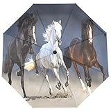 ISAOA Automatischer, faltbarer Regenschirm für drei Pferde, kompakt, winddicht