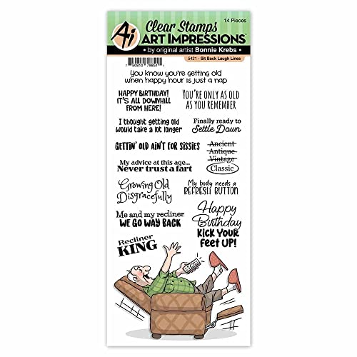 Art Impressions Laugh Lines Clear Stamp-Sit Back -AI5421