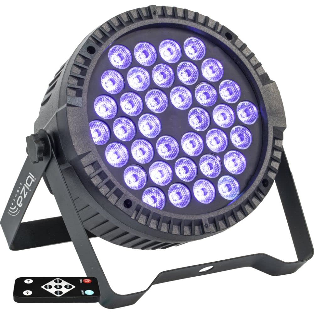 IBIZA THINPAR-36X3-UV LED PAR Scheinwerfer Disco DJ Party Club Effekt Floorspot Effektlicht Fernbedienung DMX Stroboskop