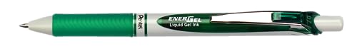 Pentel BL77E-DX EnerGel Eco Gel-Tintenroller mit Druckmechanik, gefertigt mit 79% recycelten Materialien, Schreibfarbe Grün, 1 VE=12 Stück
