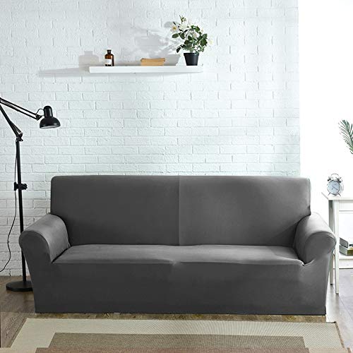 OKJK Elastischer Sofabezug, Für Wohnzimmer Sofa Protector, Sofaüberwurf Möbel Sessel Modern,Stretch Couch überzug Baumwolle (Grey,2seater 145-185cm)