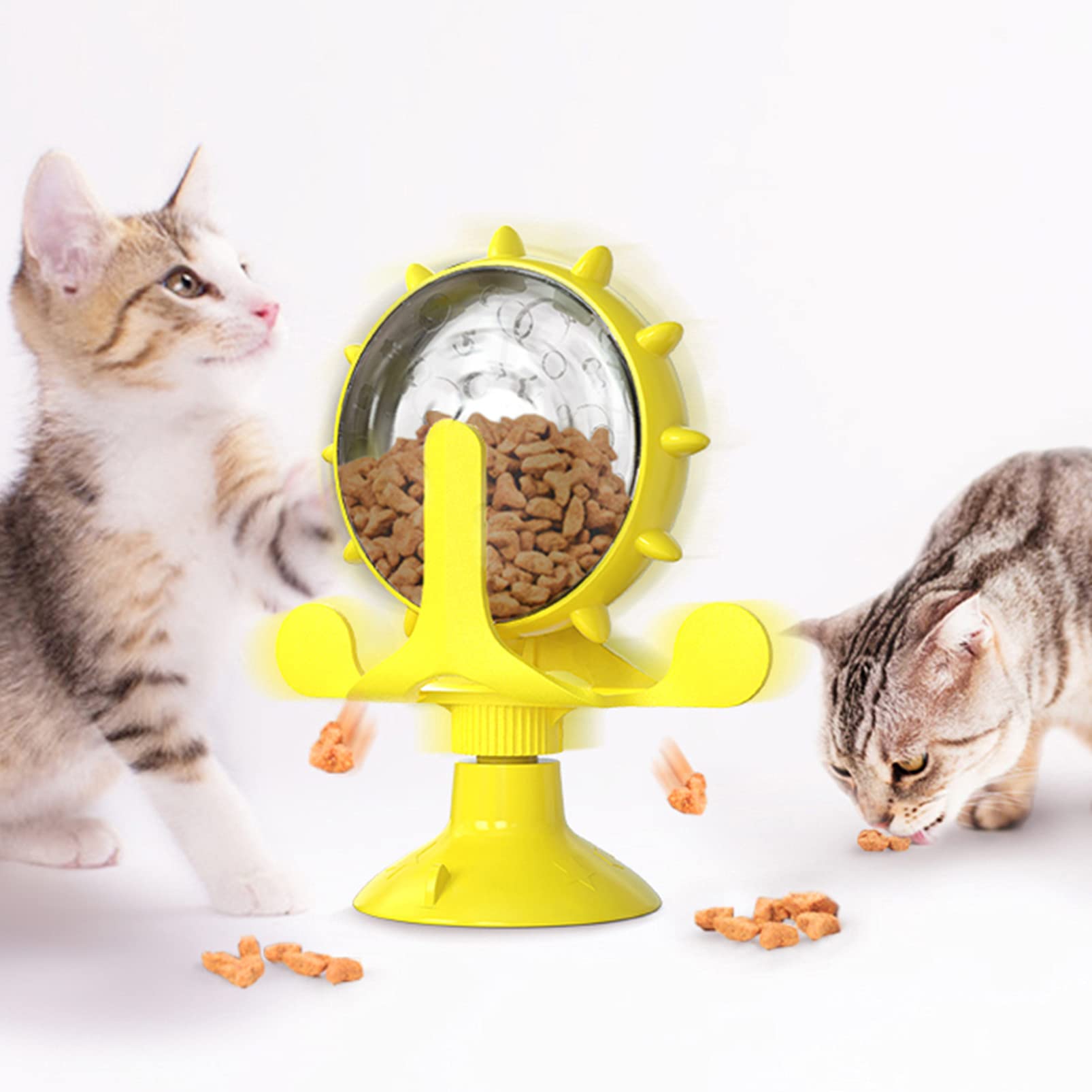 HUYA Windmühle Hundespielzeug Automatische Zuführung Katze Liefert Necken Katzen, die Futter Auslaufen Kauspielzeug Ungiftiges Haustier-Puzzle-Futter Behandelt Leckereien Spielzeug,Yellow