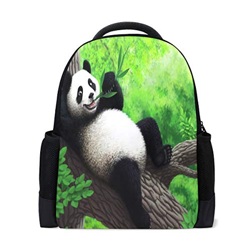 Pandatree Bambus Reise Laptop Rucksack Schule Büchertasche grün Tier Freizeitrucksack Outdoor Business Wanderrucksäcke Camping Schultertaschen für Studenten Frauen Herren