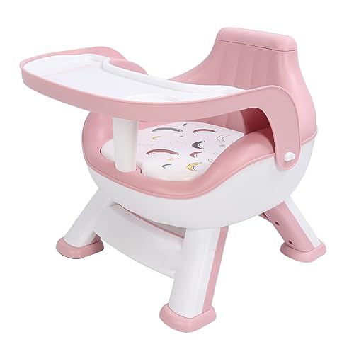Sitzerhöhung für Esstisch, Tragbarer Baby-Essstuhl mit Doppellagigem Tablett, Multifunktionaler Kleinkind-Essstuhl mit Quietschendem Kissen für Drinnen und Draußen, Hohe Traglast