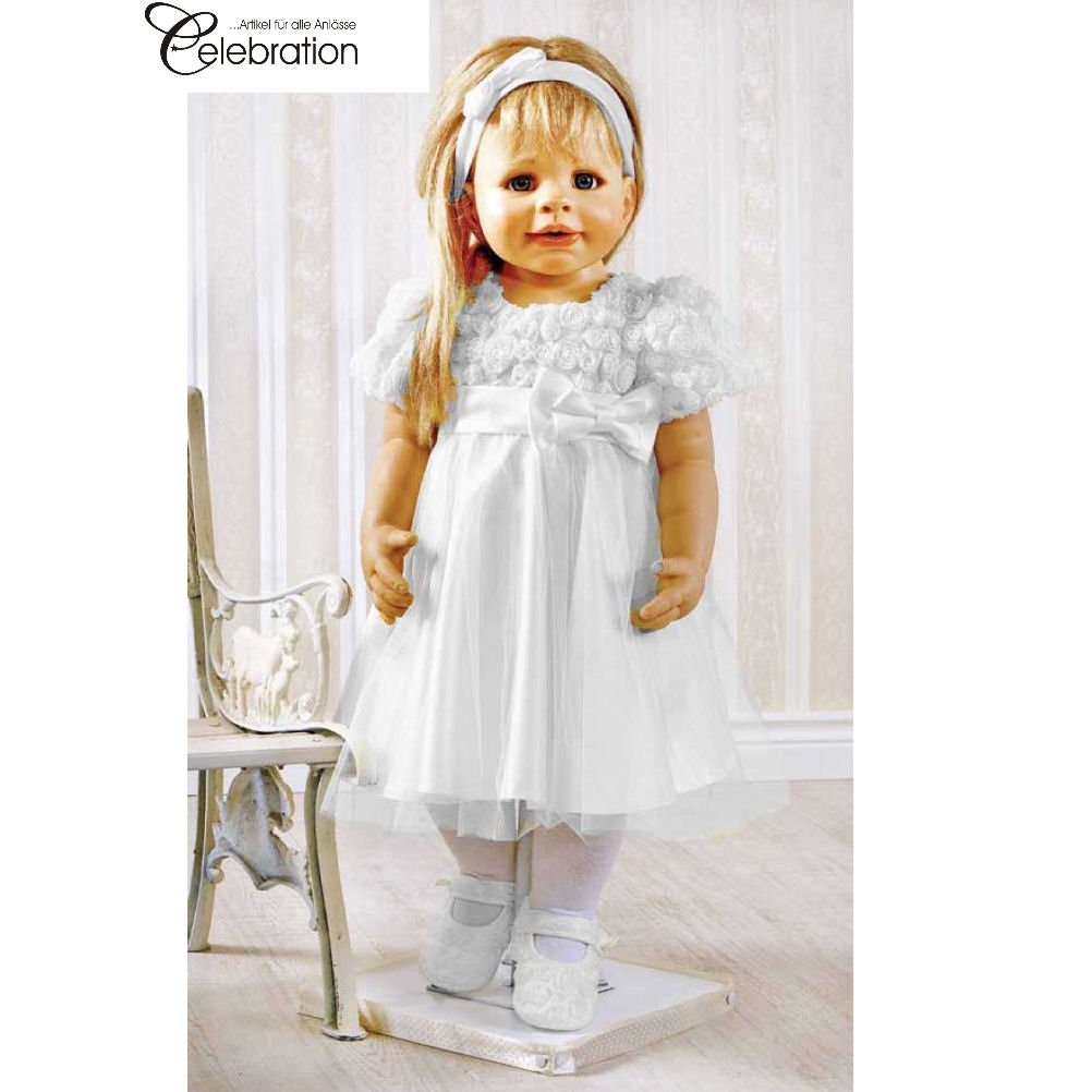 Mädchenkleid Taufkleid Baby Kleid weiß inkl. Stirnband Gr. 80 Modell 4945