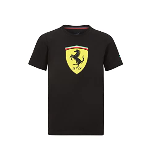 Ferrari Scuderia Offizielle Formel 1 Merchandise 2022 Kollektion - Großes Scudetto-T-Shirt - Schwarz - Größe: L