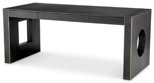 Casa Padrino Luxus Schreibtisch mit 3 Schubladen Schwarzgrau/Bronze 180,5 x 80 x H. 76 cm - Bürotisch - Computertisch - Büro Möbel - Luxus Möbel - Luxus Einrichtung - Luxus Qualität