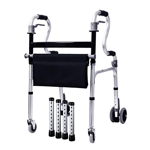 Faltbarer Rollator für ältere Menschen mit rollbarem Gehrahmen, breiterer Sitz mit abnehmbaren Beinen und Bremsen, höhenverstellbarer Transportstuhl