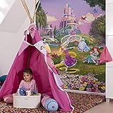 Komar Disney Fototapete PRINCESS SUNSET | 184 x 254 cm | Tapete, Wand Dekoration, Prinzessinnen, Kinderzimmer, Mädchenzimmer, Schloss | 4-4026