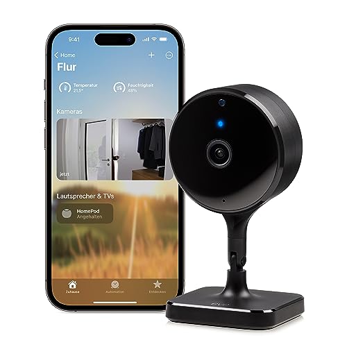 Eve Cam 2er Pack - Smarte Innenkamera, 100% Privatsphäre, HomeKit Secure Video, Mitteilung auf iPhone, iPad, Apple Watch, Bewegungsmelder, Mikro & Speaker, Mensch/Tier-Erkennung