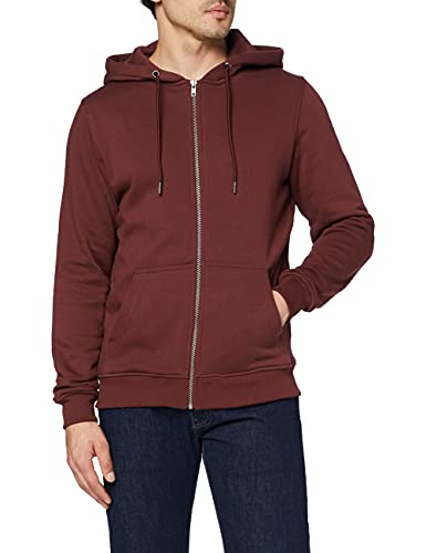 Urban Classics Herren Kapuzenjacke Basic Zip Hoodie - einfarbiges Sweatshirt mit Kapuze, Kapuzenpullover mit Reißverschluss - Farbe cherry, Größe S