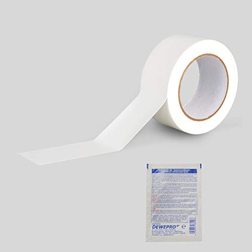 ROCOL® EasyTapeTM Markierungsband Weiß 50mm x 33m - hoch belastbares, selbstklebendes PVC-Band - inkl. 1 St. DEWEPRO SingleScrubs