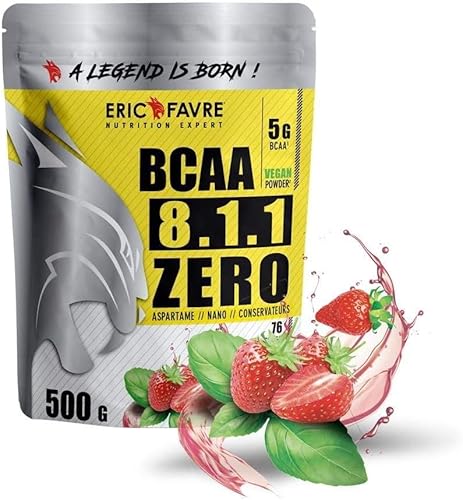 BCAA 8.1.1 Zero -Essentielle Aminosäuren Leucin, Valin und Isoleucin -Muskelaufbau -Verbündete für effektives Training -Leistungssteigerung -Französisches Labor Eric Favre -500g, Erdbeere Basilikum