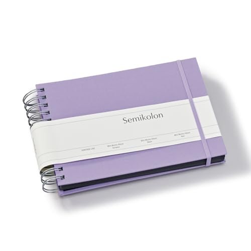 Semikolon 369981 Spiral Album Mini Mucho – 25x16 cm – Fotoalbum, 90 Seiten schwarz, Spiral-Fotobuch, lilac silk lila