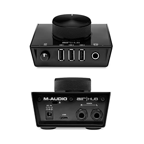 M-Audio AIR|HUB - USB/USB-C Desktop Monitoring Interface mit integriertem 3-Port Hub und Softwarekollektion inklusive ProTools First, Eleven Lite, Avid Effects Collection & Xpand!2 von AIR Music