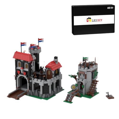 Spicyfy Mittelalterliche Burg, 1066+ Stück Ritterburg Bauklötze MOC Set Modellbauklötze MOC Set Spielzeug für Kinder und Erwachsene