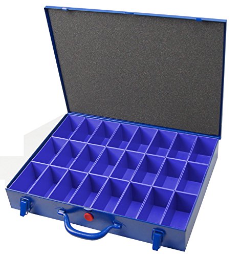 Profi-Stahlbech-Sortimentskoffer blau, mit 24 Einsatzkästen blau, 108x54x63 mm (LxbxH)