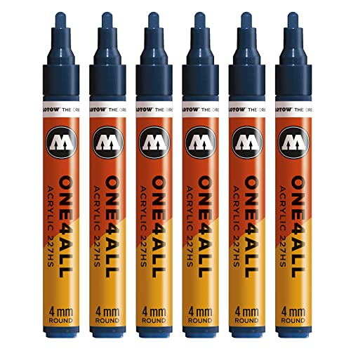 Molotow One4All 227HS Acryl Marker (4,0 mm Strichstärke, hochdeckend und permanent, UV-beständig, für fast alle Untergründe) 6 Stück Farbe 027 petrol