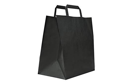 Carte Dozio Shopper aus Kraftstoff mit quadratischem Boden, Schwarz, flacher Griff, f.to cm 32 + 22 x 34 cm, 250 Stück