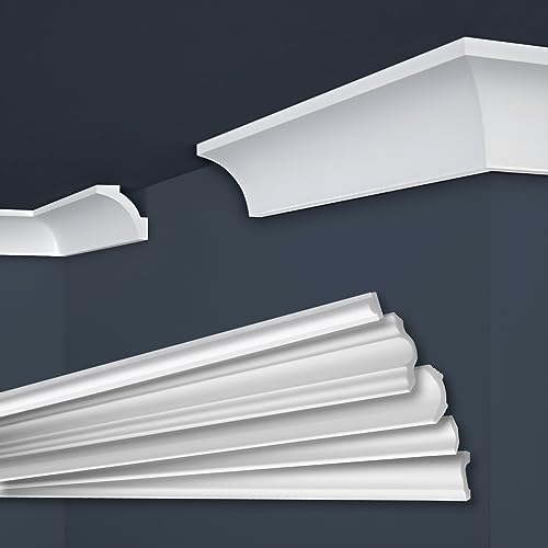 Marbet Deckenleisten aus Styropor XPS - Hochwertige Stuckleisten leicht & robust im modernen Design - (50 Meter Sparpaket E-12-50x50mm) Zierleisten