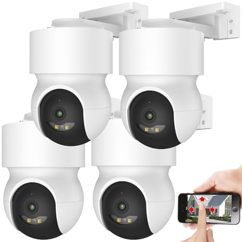 7links CCTV-Kamera: 4er-Set 2K-Pan-Tilt-Outdoorkameras, Farb-Nachtsicht, 360°, Sirene, App (Überwachungs-Kamera WiFi außen, Überwachungs-Kamera Funk WLAN Mini)