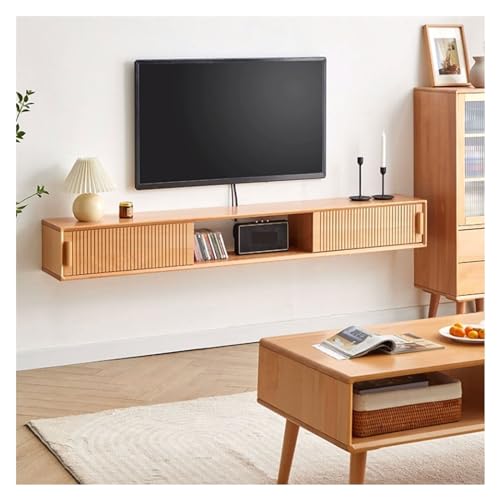 Sideboard Wohnzimmer Hängend Schwimmender TV-Ständer aus Holz, schwimmendes 59''/71'' Entertainment-Center, moderne schwebende Medienkonsole, wandmontierte TV-Konsole, schwebende TV-Konsole unter TV-R