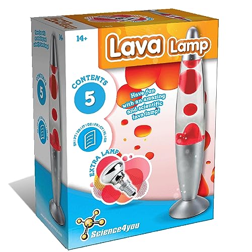 Science4you Lavalampe Rot für Kinder - Baue deine eigenen Lavalampen, Kinderlampe mit rotem Nachtlicht + Zusätzliche Glühlampe, Spielzeug, Spiele, Geschenke ab 8-14+ jahre für Jungen und Mädchen
