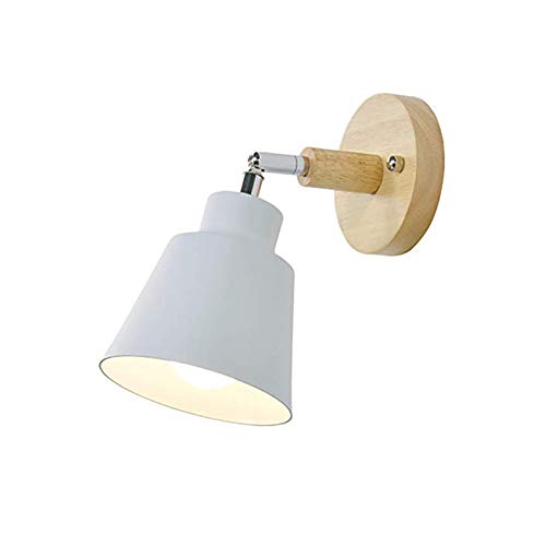 Tiamu Wandleuchten Nordische Drehbarer Wandleuchte Industrielle Weiße Wandmontagelampe Minimalistische Lampenfassung für Schlafzimmer Nachttisch Flur E27-Sockel