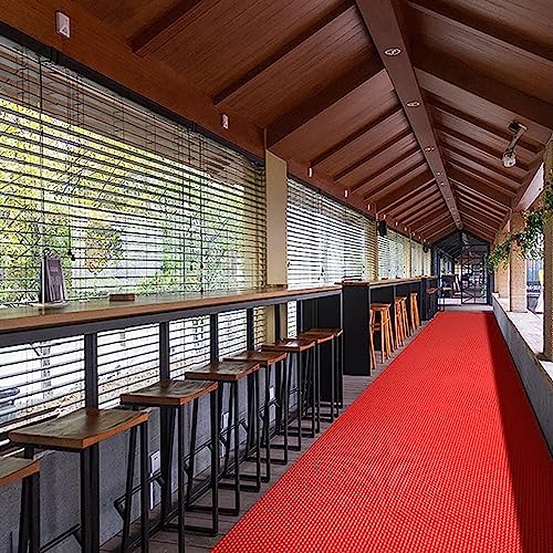 WLWLEO rutschfeste Drainagematte Kommerzielle Nassbereich Bodenmatten für Outdoor Indoor Restaurant Küche Bar Schwimmbad Anti-Ermüdungsmatte PVC-Wasserablauf-Bodenmatte,Rot,0.9×3M/3×10FT