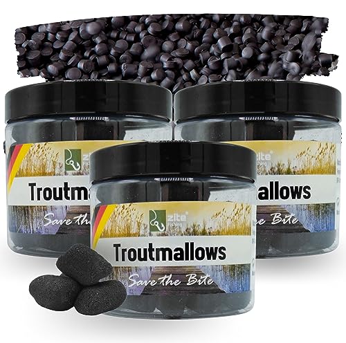 Zite Fishing Troutmallow-Set | 3x40g Marshmallow Forellen-Köder Pellet Schwarz | Intensives Aroma & leuchtende Farben | Ideal fürs Forellenangeln