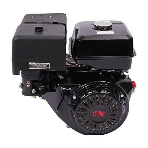 15PS Benzinmotor, 4-Takt Benzinmotor OHV Einzylindermotor Recoil Pull Start mit Ölalarm Luftkühlung gerade Welle Luftkühlung Standmotor Kartmotor Antriebsmotor