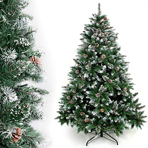 Yorbay künstlicher Weihnachtsbaum Tannenbaum mit Ständer 120cm-240cm für Weihnachten-Dekoration Mehrweg (Weihnachtsbaum mit Schnee, 120cm)