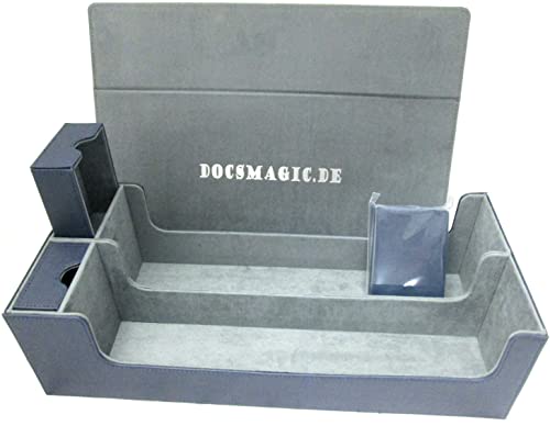 docsmagic.de Premium 2-Row Trading Card Storage Box Blue + Trays & Divider - MTG PKM YGO - Aufbewahrungsbox Blau