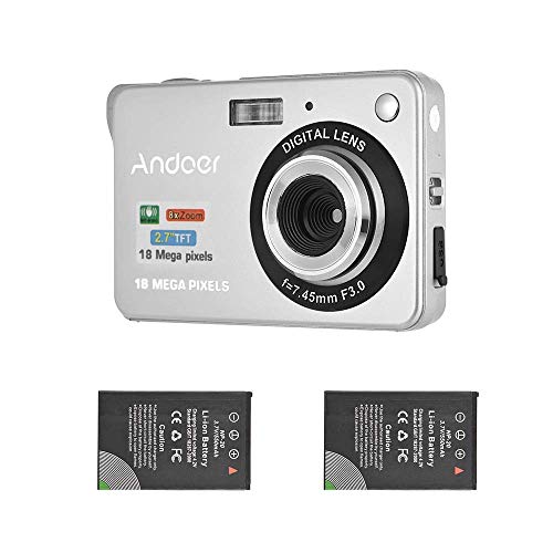 Andoer Digitalkamera Camcorder 18M 720P HD mit 2 Stück Akkus 8X Digital Zoom Anti-Shake 2,7 Zoll LCD-Bildschirm Kinder