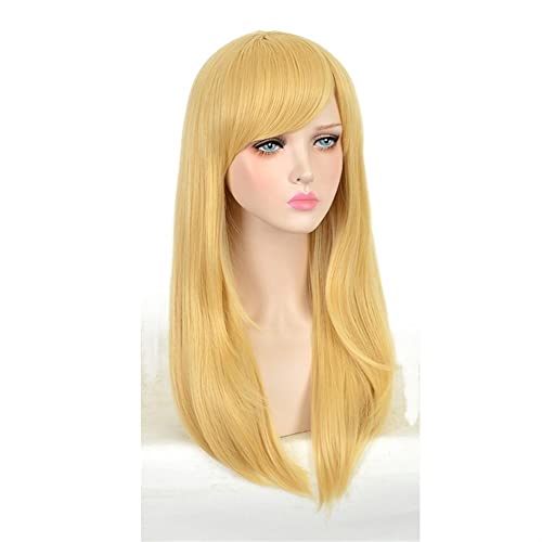 Wig For Women Body Wave Wigs With Side Bangs for Women Blonde Synthetic Heat Resistant Wig Costume Cosplay Hair Charming for Party