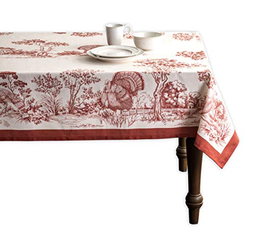 Maison d' Hermine Holy Jouy(Red) 100% Baumwolle Tischdecke für Küche | Abendessen | Tischplatte | Dekoration Parteien | Hochzeiten | Thanksgiving/ Weihnachten (Rechteck, 160 cm x 220 cm)
