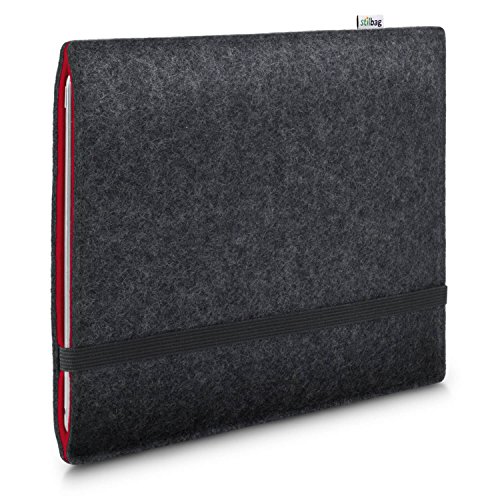 Stilbag Filzhülle für Apple iPad Mini (2019) | Etui Tasche aus Merino Wollfilz | Kollekion Finn - Farbe: anthrazit/rot | Tablet Schutzhülle Made in Germany