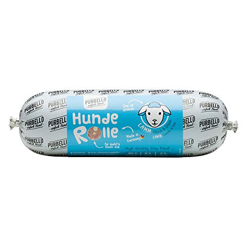 PURBELLO Hunde-Rolle Lamm mit Möhren & Erbsen - Monoprotein Hundefutter mit hohem Fleischanteil - Nassfutter für Hunde - Hundewurst schnittfest & getreidefrei - 8 x 800 g