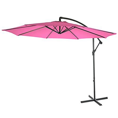Mendler Ampelschirm Acerra, Sonnenschirm Sonnenschutz, Ø 3m neigbar, Polyester/Stahl 11kg - pink ohne Ständer