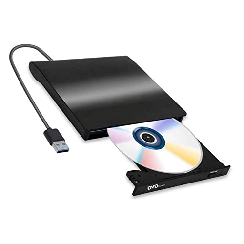 Externes CD-Laufwerk, USB 3.0, tragbares DVD CD+/-RW Laufwerk Slim DVD/CD ROM Rewriter Brenner High Speed Datenübertragung Pro Laptop/Desktop Windows/Vista/7/8/10, Mac OSX und Linux schwarz 1