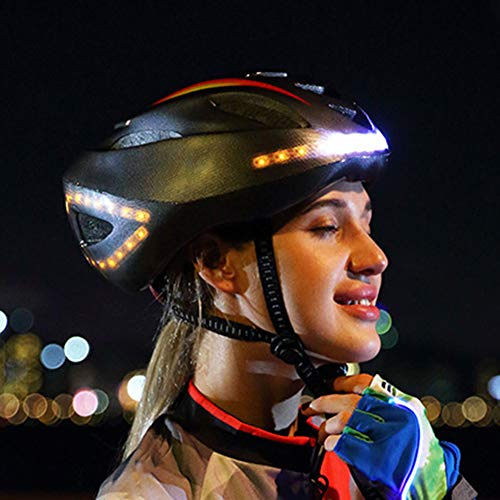 WBTY Smart-Fahrradhelm mit kabelloser Lenker-Fernbedienung, per USB aufladbar, Nachtfahrrad-Helm, sicherer Helm mit intelligentem Drehlicht, LED, kabellose Steuerung