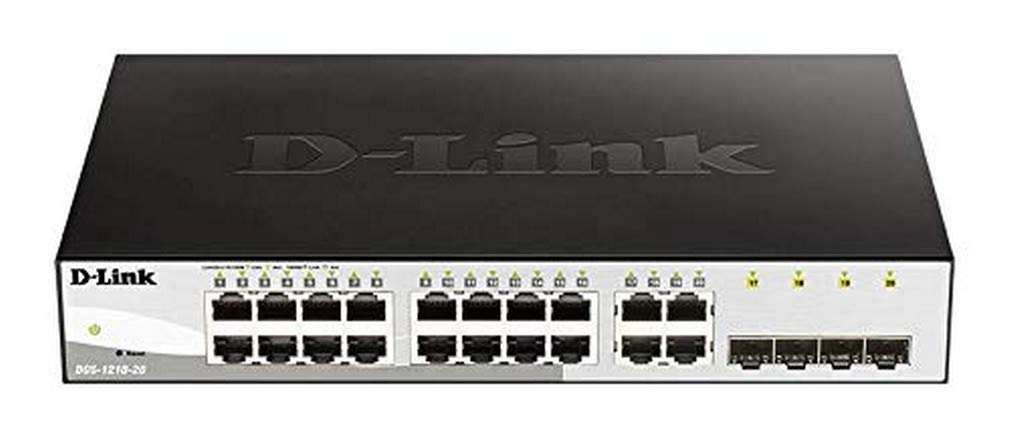 D-Link DGS-1210-20 Managed Smart Switch (20 Ports, davon 16 x 10/100/1000 Mbit/s Ports und 4 x SFP-Ports)