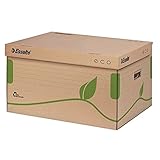 Esselte Eco Archiv-Container mit Deckel Oben, Ideal für Esselte Eco A4 Archiv-Schachteln, 5 x 80 mm/4 x 100 mm, Transportbox, 100% recycelte und recycelbare Wellpappe, 10 Stück, Naturbraun, 623918