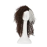 Damen Curly Braun Perücke Weiß Front Haar Halloween Verrücktes Kleid Cosplay Accessories